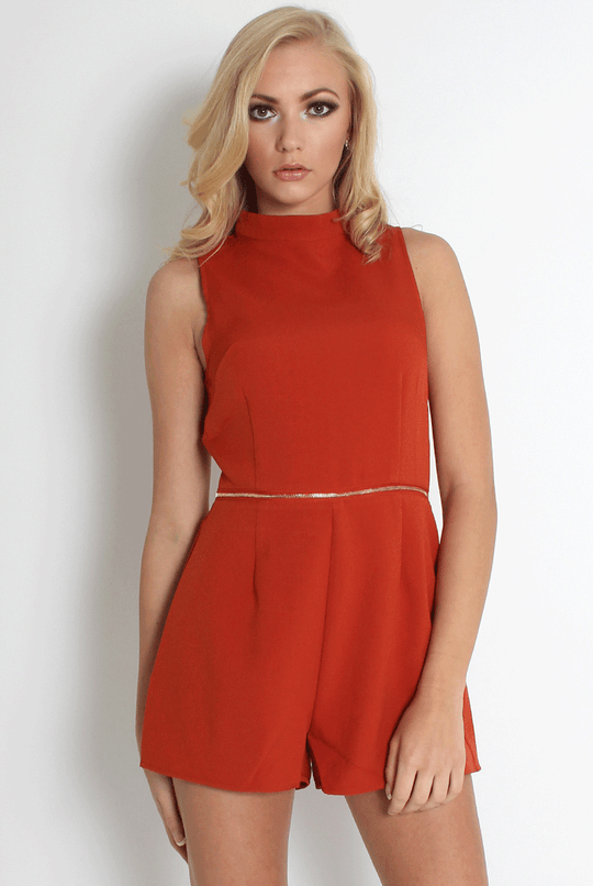 Matilda Rust High Neck Playsuit