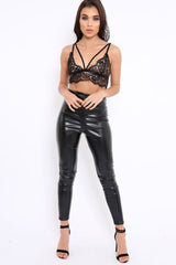 Matte Black PU Leggings - Rio-Trousers