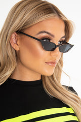 Matte Black Slim Pointed Cat Eye Sunglasses - Shelsy-Sunglasses