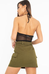 Matte Silver Sequin Tassel Front Plunge Crop Top - Stella-Crop Tops