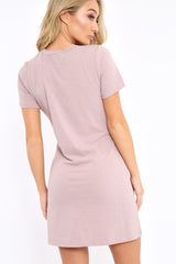 Mauve 'Ain't No Wifey' Slogan T-Shirt Corset Dress - Natalie-Dresses