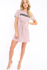 Mauve 'Ain't No Wifey' Slogan T-Shirt Corset Dress - Natalie-Dresses