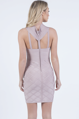 Mauve Bandage Cross Over Mini Dress - Sasha-Dresses