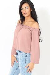 Mauve Bardot Three Quarter Bell Sleeve Crop- Chantelle-Dresses