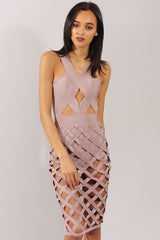 Mauve Cage Bandage Dress - Amra-Dresses
