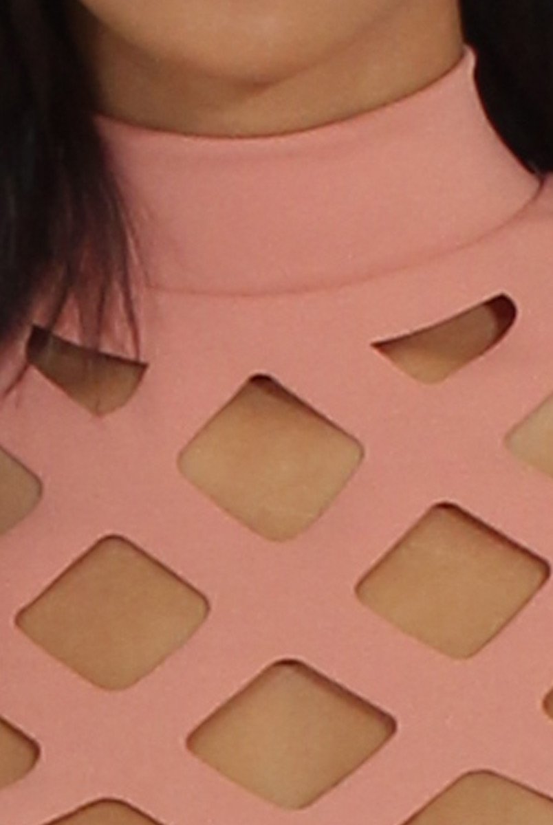 Mauve Cage High Neck Bodysuit - Tess-Bodysuits