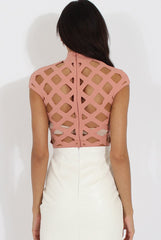 Mauve Cage High Neck Bodysuit - Tess-Bodysuits