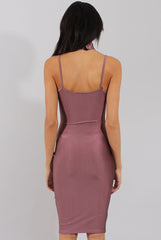Mauve Choker Bodycon Midi Dress - Meli-Dresses