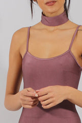 Mauve Choker Bodycon Midi Dress - Meli-Dresses