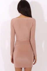 Mauve Cowl Neck Choker Bodycon Dress - Heidi-Dresses