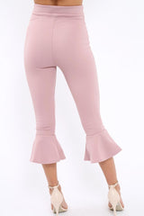 Mauve Cropped Flare Hem Trousers - Aniesha-Trousers