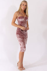 Mauve Crushed Velvet Harness Midi Dress - Chanel-Dresses