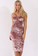 Mauve Crushed Velvet Harness Midi Dress - Chanel-Dresses