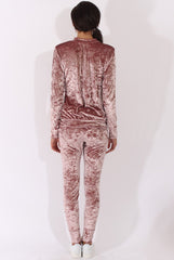 Mauve Crushed Velvet Tracksuit - Romy-Tracksuits