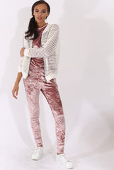 Mauve Crushed Velvet Tracksuit - Romy-Tracksuits