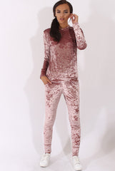 Mauve Crushed Velvet Tracksuit - Romy-Tracksuits