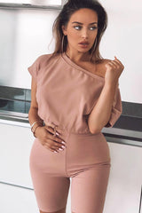Mauve Drawstring Top Cycling Short Loungewear Co-ord - Krissa-Loungewear