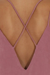 Mauve Faux Suede Strappy Back Slip Dress - Sylvie-Dresses
