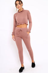 Mauve Frill Hem Tracksuit - Adah-Co-ords