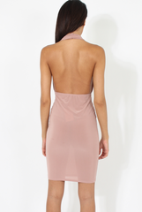 Mauve Halterneck Open Back Bodycon Dress - Eliza-Dresses