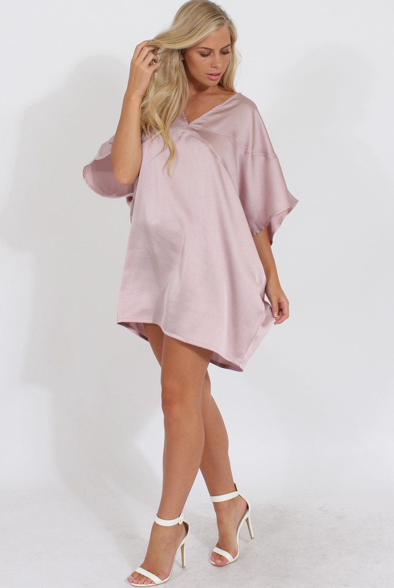 Mauve Kimono Style Oversized Dress - Nicolette-Dresses