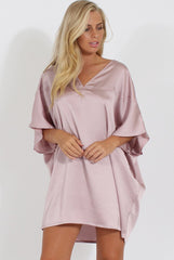 Mauve Kimono Style Oversized Dress - Nicolette-Dresses