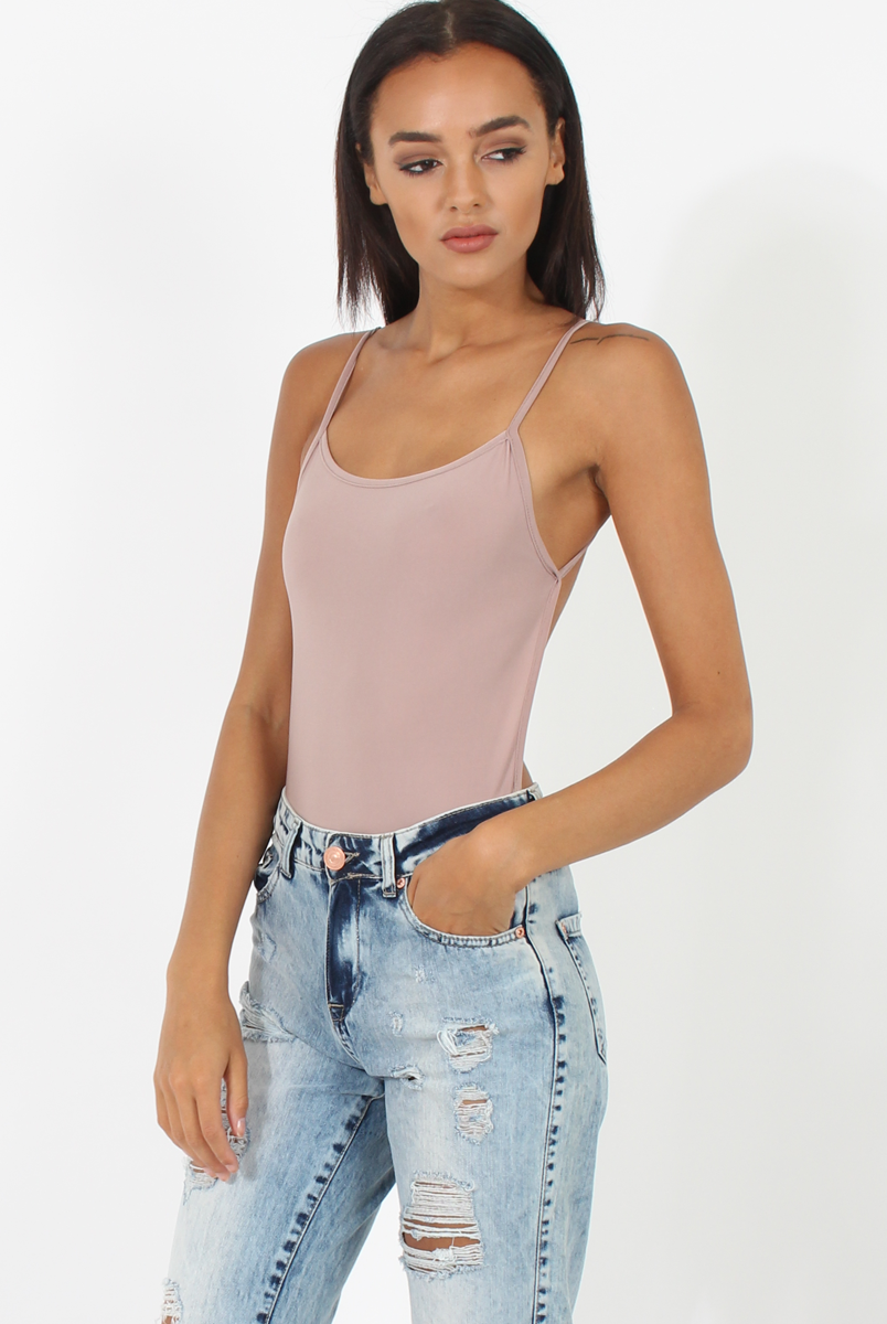 Mauve Open Back Bodysuit - Aniyah-Bodysuits