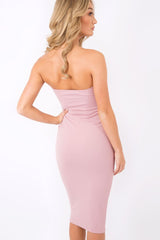 Mauve Plunge Bandeau Bodycon Midi Dress - Perry-Dresses