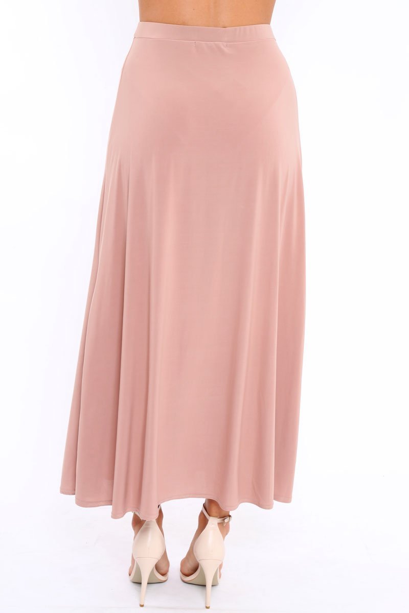 Mauve Side Split Maxi Skirt - Gina-Skirts