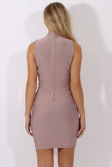 Mauve Side Tie Up High Neck Bandage Dress - Noa-Dresses