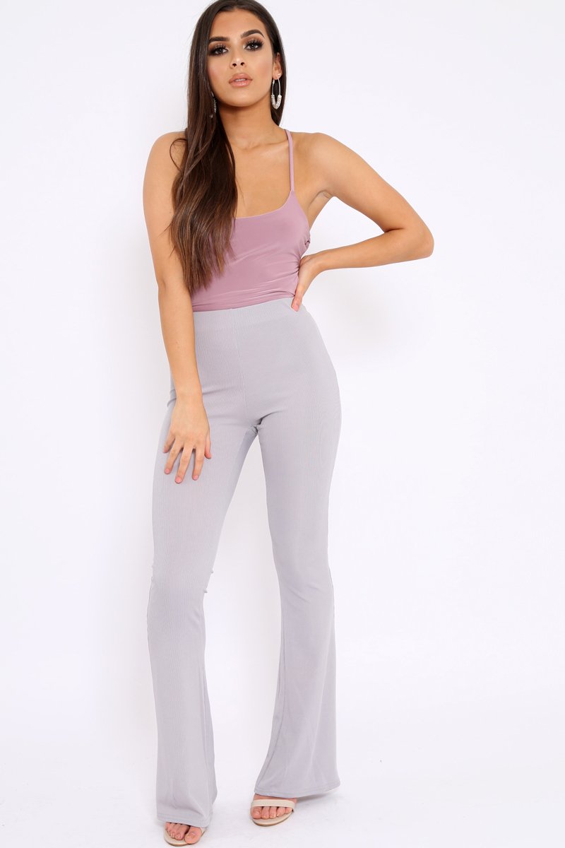 Mauve Slinky Lace Up Back Bodysuit - Danella-Bodysuits