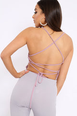 Mauve Slinky Lace Up Back Bodysuit - Danella-Bodysuits