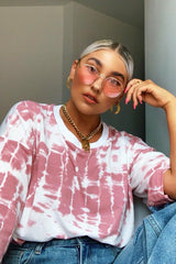 Mauve Tie Dye Oversized T-Shirt Dress - Avriella-T-shirt