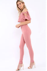 Mauve Trousers and Crop Top Co-ord - Daizy-Co-ords