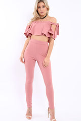 Mauve Trousers and Crop Top Co-ord - Daizy-Co-ords