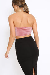 Mauve V Front Velvet Boob Tube - Evelyn-Crop Tops