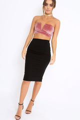 Mauve V Front Velvet Boob Tube - Evelyn-Crop Tops