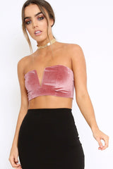 Mauve V Front Velvet Boob Tube - Evelyn-Crop Tops