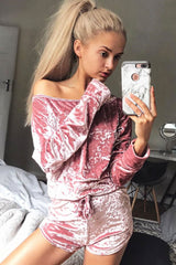 Mauve Velvet Loungewear Set - Portia-Loungewear