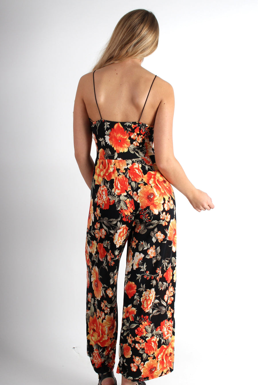 Maya Black Floral Jumpsuit-Jumpsuits