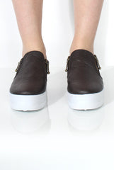 Megan Brown Snakeskin Platform Skaters-Shoes