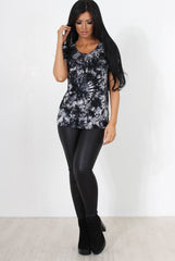 Melna Black Tie Dye Top-Tops