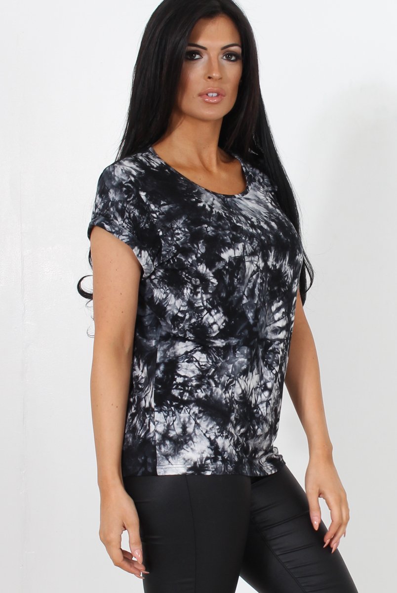 Melna Black Tie Dye Top-Tops