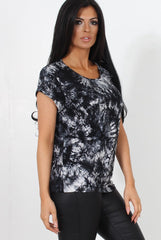 Melna Black Tie Dye Top-Tops