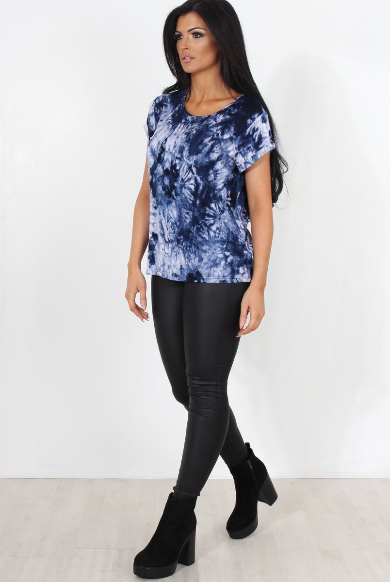 Melna Navy Tie Dye Top-Tops