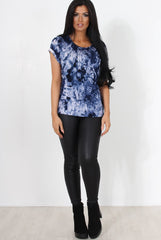 Melna Navy Tie Dye Top-Tops