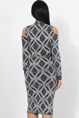 Melna Silver Glitter Two Piece Set-Co-ords