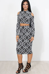 Melna Silver Glitter Two Piece Set-Co-ords