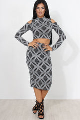 Melna Silver Glitter Two Piece Set-Co-ords