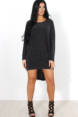 Menja Black Sparkle Drooped Back Dress-Dresses